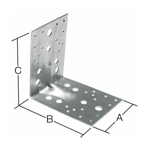 Перфорированный крепеж Уголок крепежный усиленный 55х70х70 мм KUU 2.0 мм белый цинк