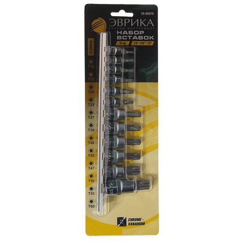 Набор бит-головок 1/2 TORX T10-T60 12 предметов эврика ER-9