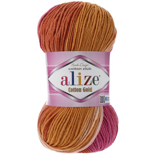 Пряжа Alize Cotton Gold Batik, 55 % хлопок, 45 % акрил, 100 г, 330 м, 7107 белый