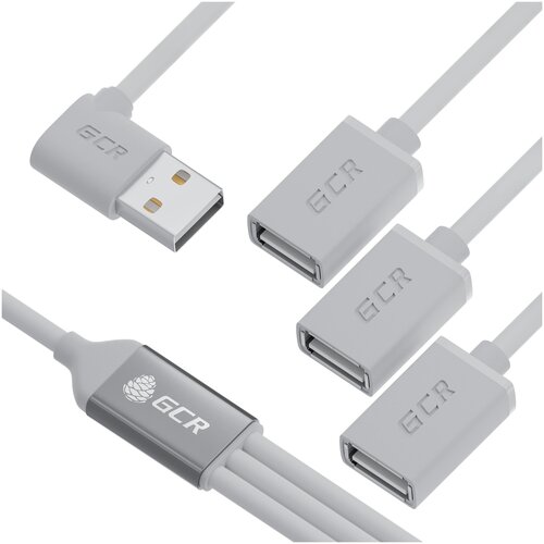 GCR USB Hub на 3 порта 0.35m гибкий двусторонний угловой AM / 3 х AF