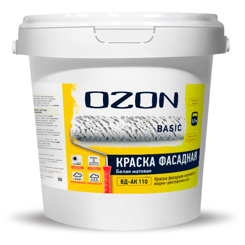 Краска акриловая OZON Basic ВД-АК-110 влагостойкая матовая б