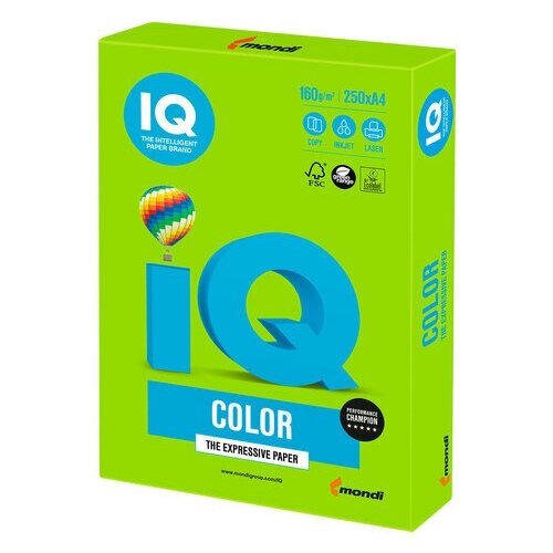 Бумага цветная IQ color, А4, 160 г/м2, 250 л., интенсив зеле