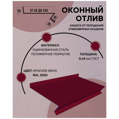 Отлив оконный (цокольный) металлический сложный ширина 80 мм