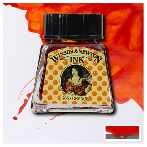 Краски  Яндекс Маркет Тушь Winsor&Newton для рисования, оранжевый, стеклянный флакон