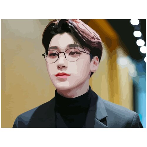 Картина по номерам на холсте ATEEZ kpop Сан - 13 40X30