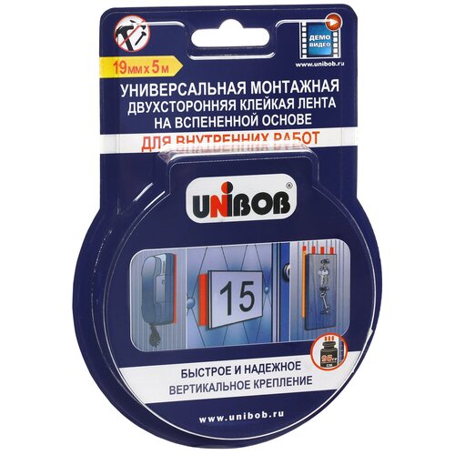 Строительный скотч  Яндекс Маркет Лента UNIBOB 47037, 19 мм x 5 м,1