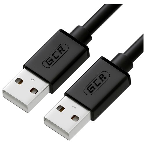 GCR Кабель 1.0m USB 2.0, AM/AM, черный, 28/28 AWG, экран, ар