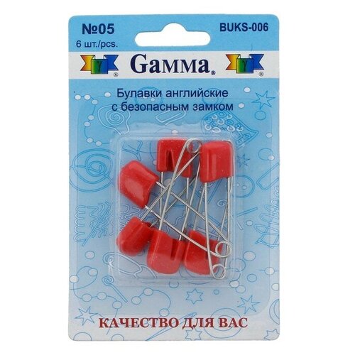 Булавка Gamma BUKS-006, 05 красный, N5, 6 шт.