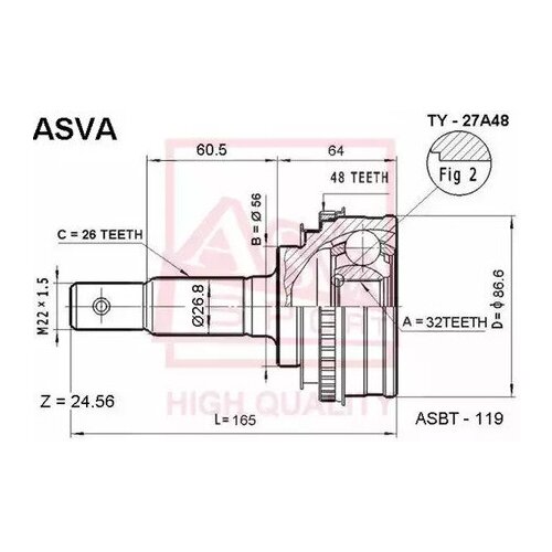 ASVA TY-27A48 Шрус наружный 32x56x26 TOYOTA TOYOTA : CAMRY (