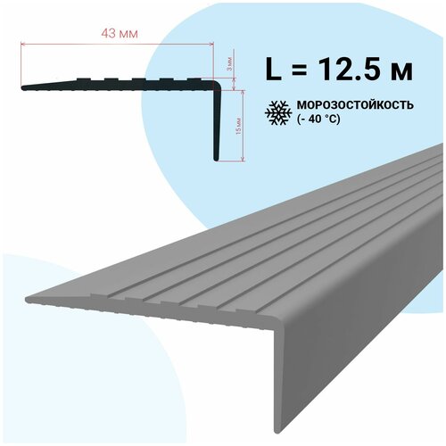   Яндекс Маркет Противоскользящая накладка на ступени без клеевого слоя, угловая, L-образная, серая (12.5