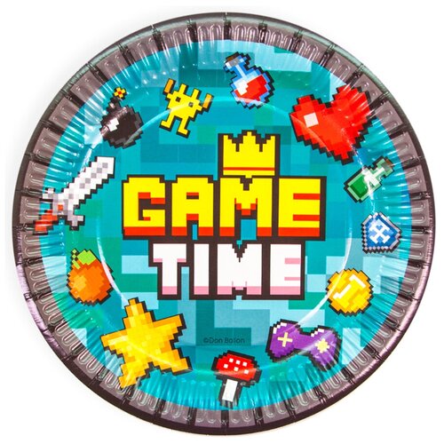 Одноразовая посуда Тарелки (7''/18 см) Game Time, Пиксели, 6