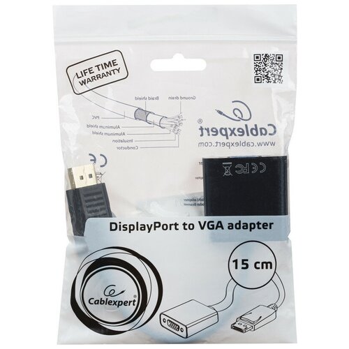 Переходник DisplayPort - VGA, М/F, 0.15 м, v1.1a, Cablexpert