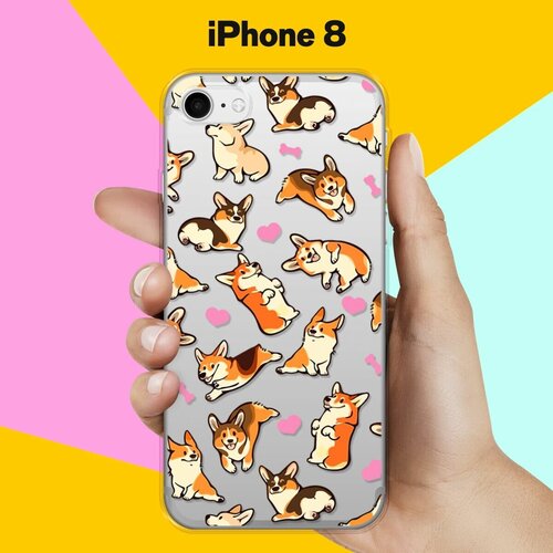Силиконовый чехол Корги узором на Apple iPhone
