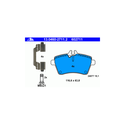 Комплект тормозных колодок диско Ate 13.0460-2711.2 Mercedes