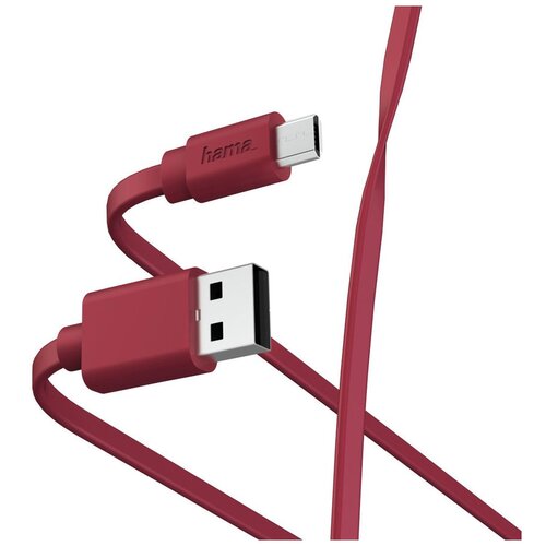 Кабель Hama 00187227 USB (m)-micro USB (m) 1м красный плоски