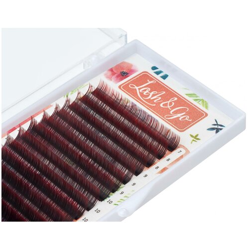 Ресницы Омбре Красный Lash&Go, 0,10/D/7-14 mm 16