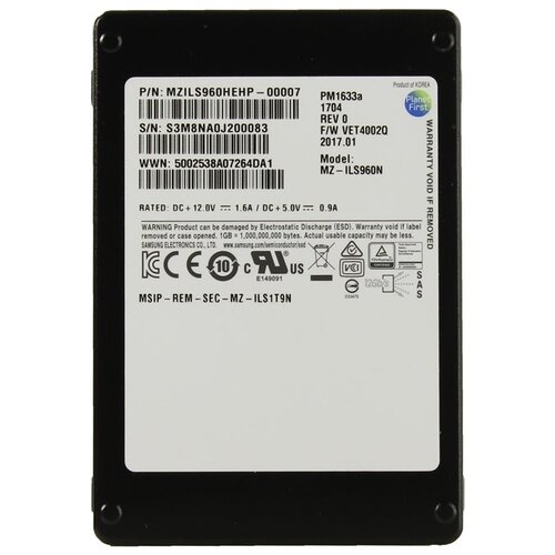 Жесткий диск Samsung 960GB SAS SSD 2.5, MZILS960HEHP-00007