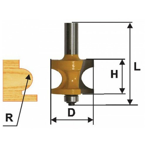 Энкор Фреза по дереву кромочная полустерж Ø34.9х29 R9.5 твер