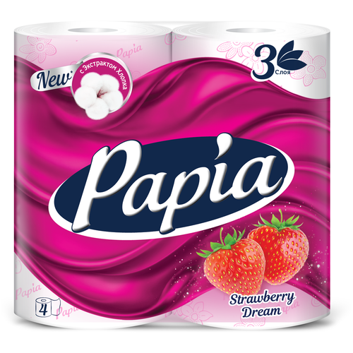   Беру Туалетная бумага Papia Strawberry dream белая трёхслойная