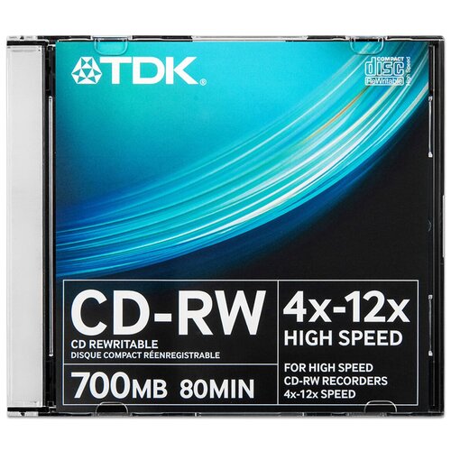 Диск TDK CD-RW 700Mb 12X slim box, 50 шт.