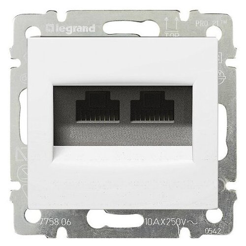 Legrand (Легранд) RJ-45 UTP 2 разъема на захватах белый, Val