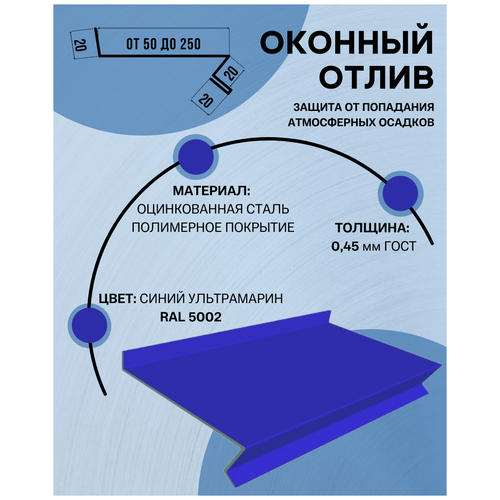 Отлив оконный (цокольный) металлический сложный ширина 180 м