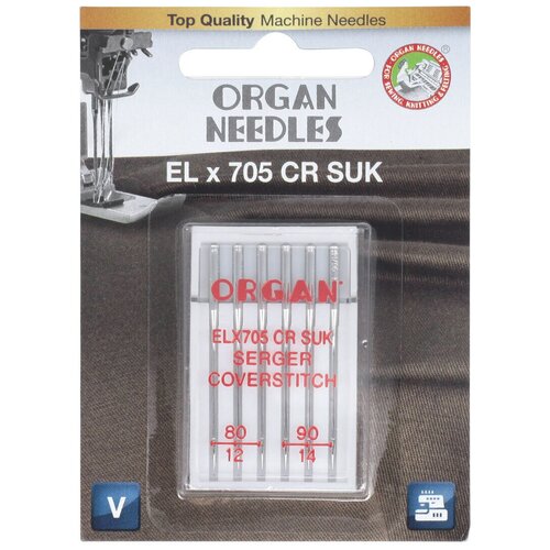 ORGAN Иглы ELx705 хром №80-90 CR, 6 штук в наборе