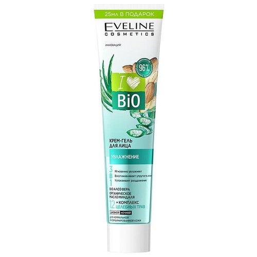 Уход за лицом Eveline I Love Bio+ Крем-гель для лица Увлажн.125мл Комплекс