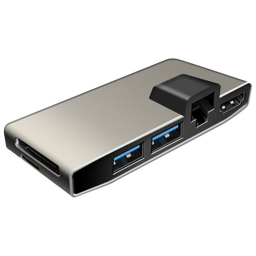 Устройства для чтения карт памяти Карт-ридер Ginzzu EXT GR-867UB USB Type-C - HDMI/2xUSB 3.0/RJ45/microSD/SD Black 17438