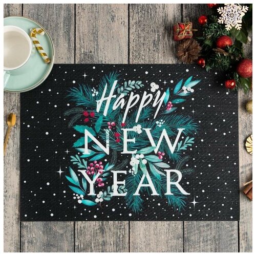 Доляна Салфетка на стол Happy New Year ПВХ, 40х29 см