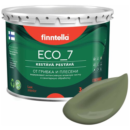 Краска акриловая finntella Eco_7 Anti Plesen моющаяся матовая oliivi 2.7