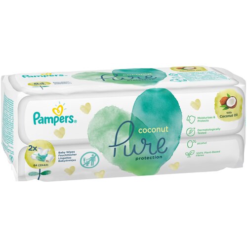 Pampers Pure Coconut Детские Влажные Салфетки 2 Упаковок = 8