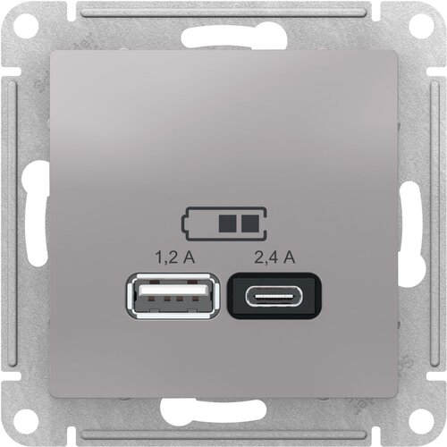 Розетка USB AtlasDesign тип A+C 5В/2.4А 2х5В/1.2А механизм а