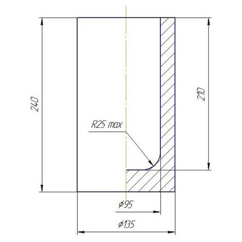 Тигель графитовый ТГ-1,3 ф135/95х240 мм