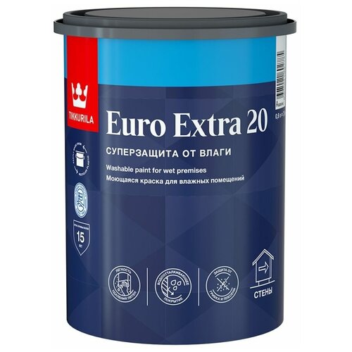 Краска Euro Extra-20 (Евро-20) TIKKURILA 0,9л бесцветный (ба