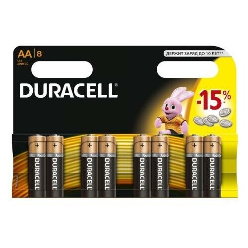 Duracell Батарейки Duracell MN1500 LR6 AA 8 шт