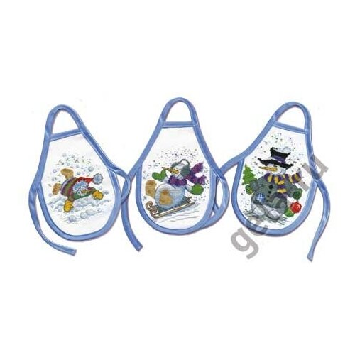 Наборы для шитья Фартучки на бутылки Снеговикипо рис.О.Куреевой,набор д/выш. 