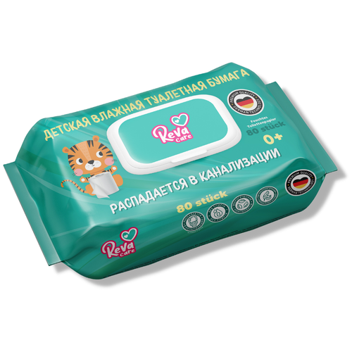 Влажная туалетная бумага детская Reva Care 80 шт