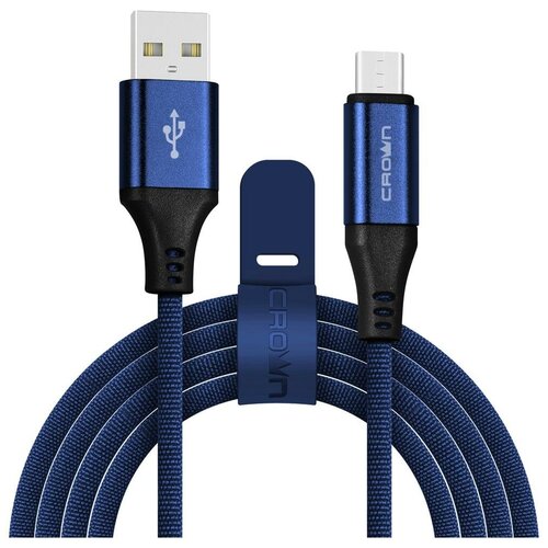 Кабель USB-MicroUSB 1m Crown CMCU-3103M синий нейлон