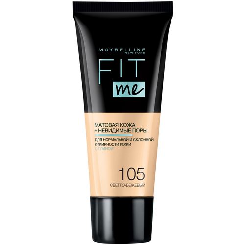 Maybelline New York Тональный крем Fit Me, 30 мл/40 г, оттенок: 105 Светло-Бежевый, 1