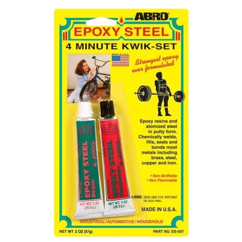 Клей эпоксидный двухкомпонентный ABRO epoxy steel 2x57 г