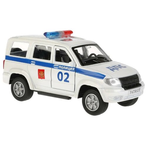 Полицейский автомобиль ТЕХНОПАРК УАЗ Patriot Полиция (SB-17-81-UP-P(W)-WB) 1:32, 12 см,