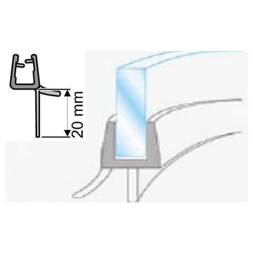 Уплотнитель C25 нижний, радиусный, для изогнутых дверей в ду