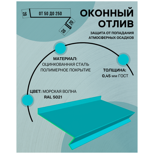 Отлив оконный (цокольный) металлический сложный ширина 160 м