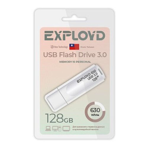 Флеш-накопитель 128Gb Exployd 630, USB 3.0, пластик, белый