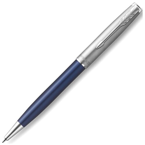 Ручка шариковая Parker «Sonnet Sand Blasted Metal&Blue Lacqu