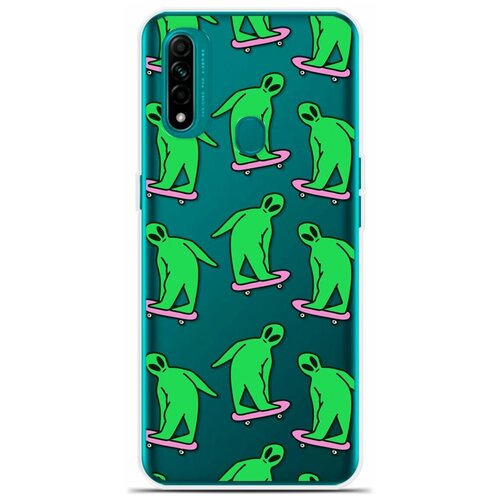 Силиконовый чехол на OPPO A8 Зеленые человечки / для Оппо А8
