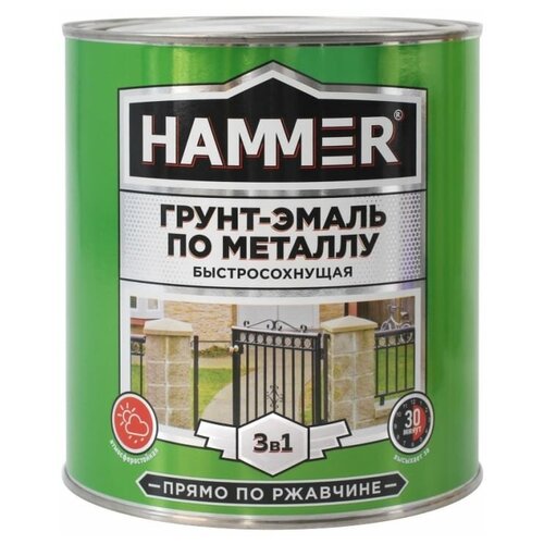 Грунт-эмаль по металлу HAMMER 3в1 б/с белая 2,7 кг ЭК0001258