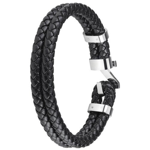 Браслет ZIPPO Steel Braided Leather Bracelet, чёрный, натура