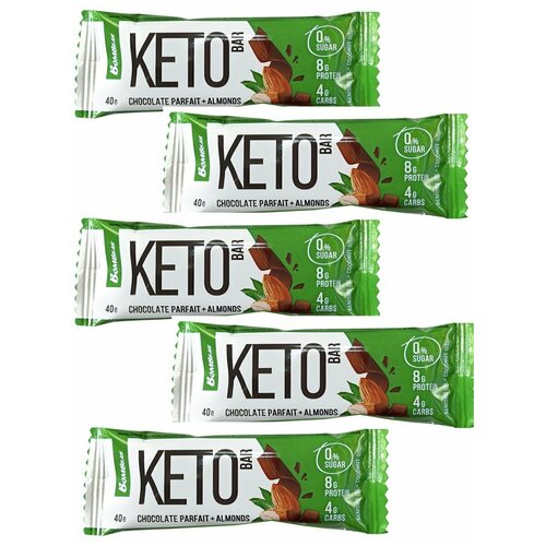 Специальное питание для спортсменов  Яндекс Маркет Батончик Keto Bar, 5шт по 40г (Шоколадное парфе с